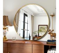 Koonmi Miroir Rond doré de 80 cm avec Cadre en Alliage d'aluminium pour Salle de Bain, lavabo, Salon, Chambre à Coucher, décoration Murale d'entrée