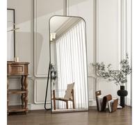 Koonmi Miroir sur Pied avec Coins incurvés Pleine Longueur, 52 x 142 cm, incassable, Moderne, Magnifique pour Salon, Chambre à Coucher, Couloir, Noir
