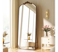 Koonmi Miroir sur pied bombé vintage, 76 x 165 cm, miroir sur pied incassable, pleine longueur avec beau processus de gravure rétro, pour chambre à coucher, couloir, antique