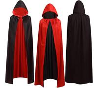 KOOOGEAR Cape De Vampire Pour Enfants Et Adultes,Costume D'Halloween,Cape De Vampire Avec Capuche,Noir Et Rouge,Pour Halloween,Mascarade,Carnaval,FêTe,Carnaval (Noir Rouge 140cm) (120cm)