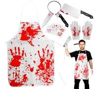 KOOOGEAR Deguisement Halloween Homme Femme,Costume De Boucher D'Halloween,Ensemble De Costume De Boucher,Tablier Pour Halloween,Costume De Carnaval,FêTe,FêTe à ThèMe De Vampire Zombie (Sharp Knife)