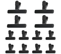 KOOOGEAR Lot de 12 clips de fermeture pour sacs, noirs, multicolores, réutilisables, pour emballage de bonbons, collations (12 pièces, noir)