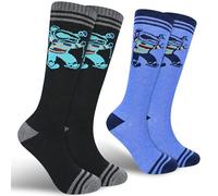 KOOOGEAR Lot de 2 paires de chaussettes de ski pour enfants, filles et garçons, chaussettes thermiques épaisses, chaussettes chaudes pour le snowboard, le ski et la randonnée par temps froid, Noir