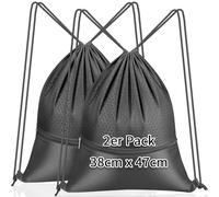 KOOOGEAR Lot de 2 sacs de gym 38 x 47 cm avec cordon de serrage - Sac de gym avec fermeture éclair - Pour gym, fitness, salle de gym, voyage, natation, vacances à la plage - Pour homme et femme, 2