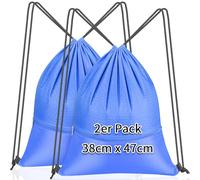 KOOOGEAR Lot de 2 sacs de gym 38 x 47 cm avec cordon de serrage - Sac de gym avec fermeture éclair - Pour gym, fitness, salle de gym, voyage, natation, vacances à la plage - Pour homme et femme, 2