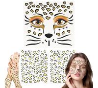 KOOOGEAR Lot de 3 autocollants pour le visage léopard, maquillage léopard, tatouage pour le visage, tatouages temporaires pour enfants, Halloween, fête, carnaval