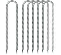 KOOOGEAR Lot de 6 piquets d'ancrage au sol - 30 cm de long - Crochet en U - Clous de tente - Crochets pour sécuriser clôture, trampoline, auvent de camping, piquets de jardin (6 pièces, argentés)