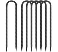 KOOOGEAR Lot de 6 piquets d'ancrage au sol - 30 cm de long - Crochet en U - Clous de tente - Crochets pour sécuriser clôture, trampoline, auvent de camping, piquets de jardin (6 pièces, noir)