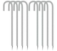 KOOOGEAR Lot de 8 piquets d'ancrage au sol - 30 cm de long - Crochets en J - Clous de tente - Crochets pour sécuriser les clôtures, tentes, piquets de jardin, trampoline (8 pièces argentées)