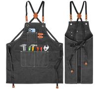 KOOOGEAR Tablier multifonction en toile - Tablier de travail - Tablier de soudure - Tablier de cuisine - Ceinture créative - Convient pour cuisine, jardin, forgerie, atelier, Noir , 75 x 68 cm, for