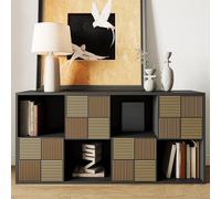 KOOPMAD Bibliothèque, Étagère sur 4 Niveaux, Meuble de Rangement avec 4 Portes et 4 Compartiments Ouverts, Utilisable à l’Horizontale ou sur Le Côté, 30x60x125 cm, pour Salon, Bureau, Chambre (Noir)