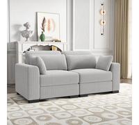 KOOPMAD Canapé 2 places, canapé 2 places, modulable, avec accoudoirs, canapé sectionnel moderne, pour salon, chambre à coucher, montage facile, gris