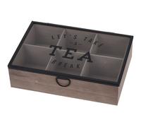 Koopman Boîte à thé en bois avec couvercle en verre - 6 compartiments