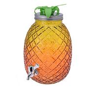 Distributeur de boissons en forme d'ananas avec robinet, 4,7 L, distributeur d'eau pour cocktails, fêtes, barbecue, été, extérieur (jaune et orange)