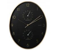 Koopman International Horloge Ovale Aluminium DORÉ Fond Noir