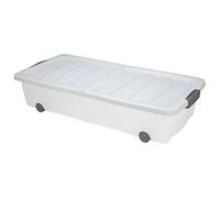 KOOPMAN Rollerbox Boîte de rangement à roulettes avec couvercle Anthracite 80 x 40 x 17 cm Blanc/transparent