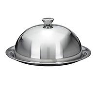 Koopmann International Cloche avec Assiette Plate - Diamètre 25 cm - Cloche à Fromage et Service - Assiette de Service, Argenté