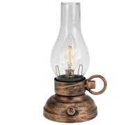 Koopmann International Lanterne de camping LED - Design rétro - Intensité variable - Fonctionne avec 2 piles AAA - Bronze - Métal non traité