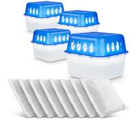 Koopmann® Lot de 4 déshumidificateurs sans électricité - Avec 8 recharges de 400 g de granulés pour cuisine, salle de bain et salon - Protection contre les moisissures et les odeurs (4