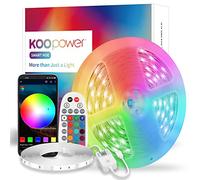 Koopower Bande LED RVB Bluetooth de 15 m avec télécommande IR et application - Intensité variable - Pour fête, cuisine