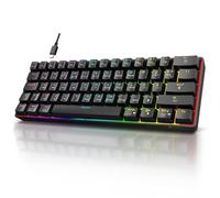 KOORUI Clavier de Jeu, 60% mécanique, 26 RVB, rétroéclairé, Filaire, Disposition Allemande, pour Windows MacOS Linux, Interrupteur Rouge