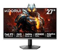 KOORUI Écran de Jeu IPS Plat Rapide 27 Pouces, résolution QHD 2560 × 1440, 260 Hz +1 MS, HDR 400 + 99% sRGB, réglage de l'inclinaison de -5 à 20 °, Ports HDMI 2.0 × 2 + DP 1.4, Noir