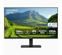KOORUI Écran d'ordinateur 27" FHD 1080p 144Hz Écran d'ordinateur IPS 1500:1 Rapport de contraste avec HDMI VGA, trois côtés minces, Freesync, 100 x 100 mm VESA montable, inclinaison ergonomique, noir