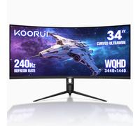 KOORUI Écran Gaming Ultrawide Courbé 34" 1500R, 3440x1440 240Hz 21:9 HDR400 | 1 ms MPRT, VA 4000:1, 2×HDMI2.1, DP1.4, PIP/PBP, Adaptive-Sync, Réglage hauteur 110 mm, VESA 75×75