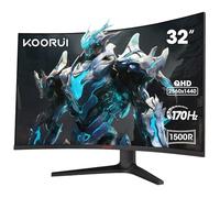 KOORUI Écran PC Gaming Incurvé 31,5 Pouces, Ultrawide QHD(2560 * 1440), 1500R, UltraLarge, VA, 170Hz, 2xHDMI (170HZ Or 144HZ), DP (170Hz) AdaptiveSync, DCI P3 90%, VESA 75x75mm, Soins des Yeux