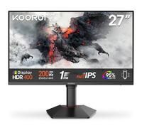 KOORUI G2722P Ecran PC Gamer 27 Pouces 200Hz, Fast IPS, QHD 1440P Ecran Gaming, 1ms, HDR 400, Adaptive Sync, VESA 75x75mm, HDMI 2.0/DP1.4,Réglage en Hauteur