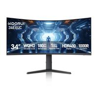 KOORUI Moniteur de jeu incurvé ultra large de 34 pouces 165 Hz, 1 ms, 1 000R, WQHD 3440 x 1440, 21:9, DCI-P3 90 % de gamme de couleurs, compatible FreeSync G-Sync, support réglable en inclinaison