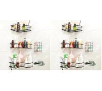 KOOSREEL 5 Pièces Étagère de Douche sans Percage, Rangement Douche pour Salle, Support de Gel Shampoing, Etagere Douche avec Crochets, Étagère de Rangement Douche Auto-adhésif, Noir (Lot de 2)