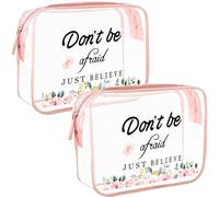 KOOSREEL Lot de 2 Trousses de Toilette de Voyage Transparentes pour Femme, approuvées par la TSA avec Fermetures éclair, Trousse de Toilette imperméable en PVC pour Filles, Rose, Morden