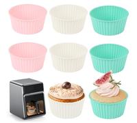 KOOSREEL Lot de 6 moules à gâteau en silicone pour friteuse à air comprimé - Moule à gâteau avec œufs - Moules ronds antiadhésifs