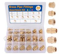 KOOTANS Assortiment de 66 raccords de tuyaux en laiton NPT, bague réductrice, mamelon hexagonal, raccord hexagonal réducteur, kit de bouchon en laiton à tête de tuyau