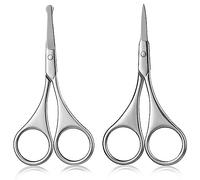 Kootinn Lot de 2 petits ciseaux de toilettage pour poils du visage pour homme et femme - sourcils, poils de nez, moustache, barbe, cils, kit de coupe d'oreille - Pince de sécurité incurvée et arrondie