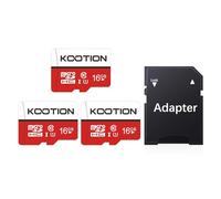 KOOTION Carte Micro SD 16 Go Micro SD Lot de 3 Carte Mémoire UHS-I Vitesse jusqu'à 70 m/s,TF Micro SDHC, T-Flash Classe 10, U1 pour Drone/Dash Cam/Camera/Phone/Nintendo-Switch/PC