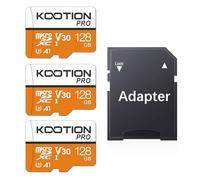 KOOTION Cartes Micro SD 128 Go Lot de 3 avec UHS-I, U3, V30, A1, Haute Vitesse 100 Mo/Seconde TF Carte Mémoire d'enregistrement 4K avec Adaptateur pour Smartphones/Tablettes/Caméras d'action/Drones