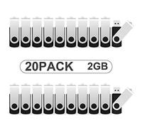 KOOTION Lot Clés USB 2 Go Lot de 20 Cle USB 2.0 Pas Cher Clef USB Porte-Clé Stockage Externe Mémoire Porte Clé pour PC, TV, Ipad, Voiture, Lecteur, Xboxone(Lot de 20, Noir)