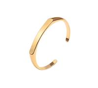 KOOUNUATA Femmes exquis 18 or manchette ovale bracelet simple plat épais or réglable bracelet