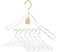 KoovDem Lot de 10 cintres en acrylique transparent de qualité supérieure pour vêtements de mariage avec crochet doré brillant (cercle transparent)