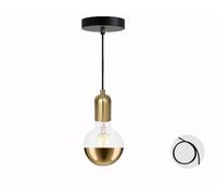 KOOYWAN 6W LED Or Tête Miroir E27 Ampoule à Filament E27 2700K Blanc Chaud Accessoire Métal 150cm Suspension Luminaire Industrielle Rétro