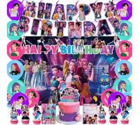 Kop HUNTERS Kit de décoration d'anniversaire motif chasseur de démons, H-HuntrIX Rumi Mira Zoey Jinu Saja Hunters Merch - Fournitures de fête pour enfants et fans de fêtes à thème(A)