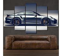 KOPASD Décorations Murales Porsch 911 Turbo Sports Car Affiche Mur Art Photo Impressions sur Toile Peinture 5 Panneaux Moderne pour La Chambre d'enfant Home Decor 100x55cm