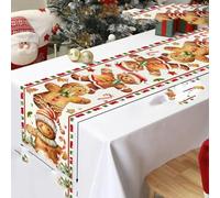 KOPGBM Chemin de Table de Noël Bonhomme en Pain d'épices Drapeau de Table Décorations de Noël pour la Maison Cadeaux de Noël Nappe du Nouvel An-35 * 180cm-Bonhomme en Pain d'épices