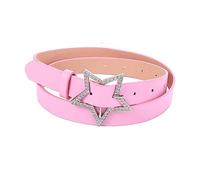 Kopida Ceinture en cuir synthétique rose avec breloque étoile en strass pour femme et fille, ceinture brillante réglable pour adolescente, rose, Large