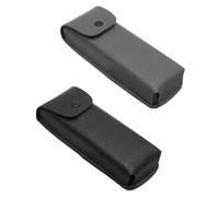 Kopida Lot de 2 étuis à lunettes en cuir synthétique avec boucle de ceinture, étui à lunettes vertical vintage semi-rigide, Noir, gris., taille unique