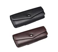 Kopida Lot de 2 étuis à lunettes en cuir synthétique semi-rigide avec passant de ceinture Café foncé Noir, Noir, café foncé, taille unique