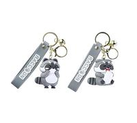 Kopida Lot de 2 porte-clés mignons en forme de raton laveur - Pour fille - Décoration de sac à dos - Accessoire de bricolage à suspendre