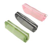 Kopida Lot de 3 trousses à crayons en maille avec fermeture éclair - Transparentes et colorées - Pour fournitures de bureau, cosmétiques, accessoires de voyage